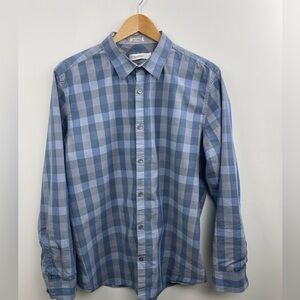 Calvin Klein Men's Casual Blue Plaid Shirt